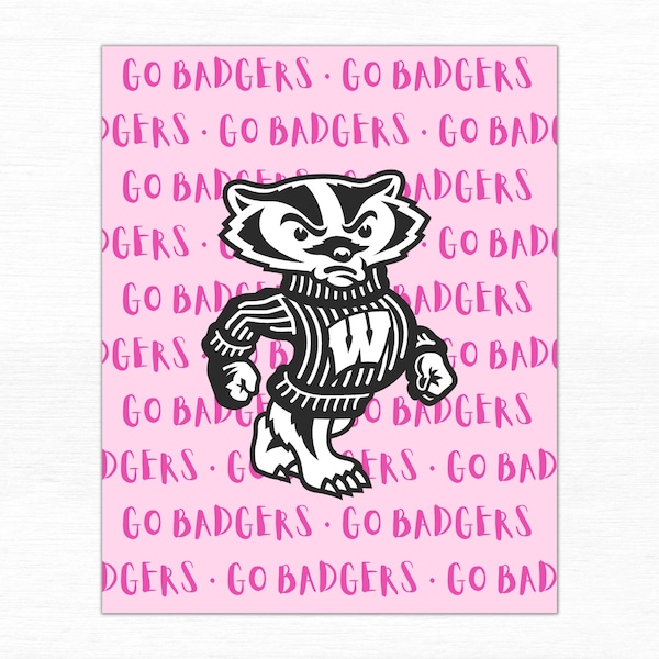 Wisconsin Badgers - UW Madison - College Dorm Decor - Teenage Girl, Preppy Room Wall Art - University of Wisconsin - Bucky Badger - Digital