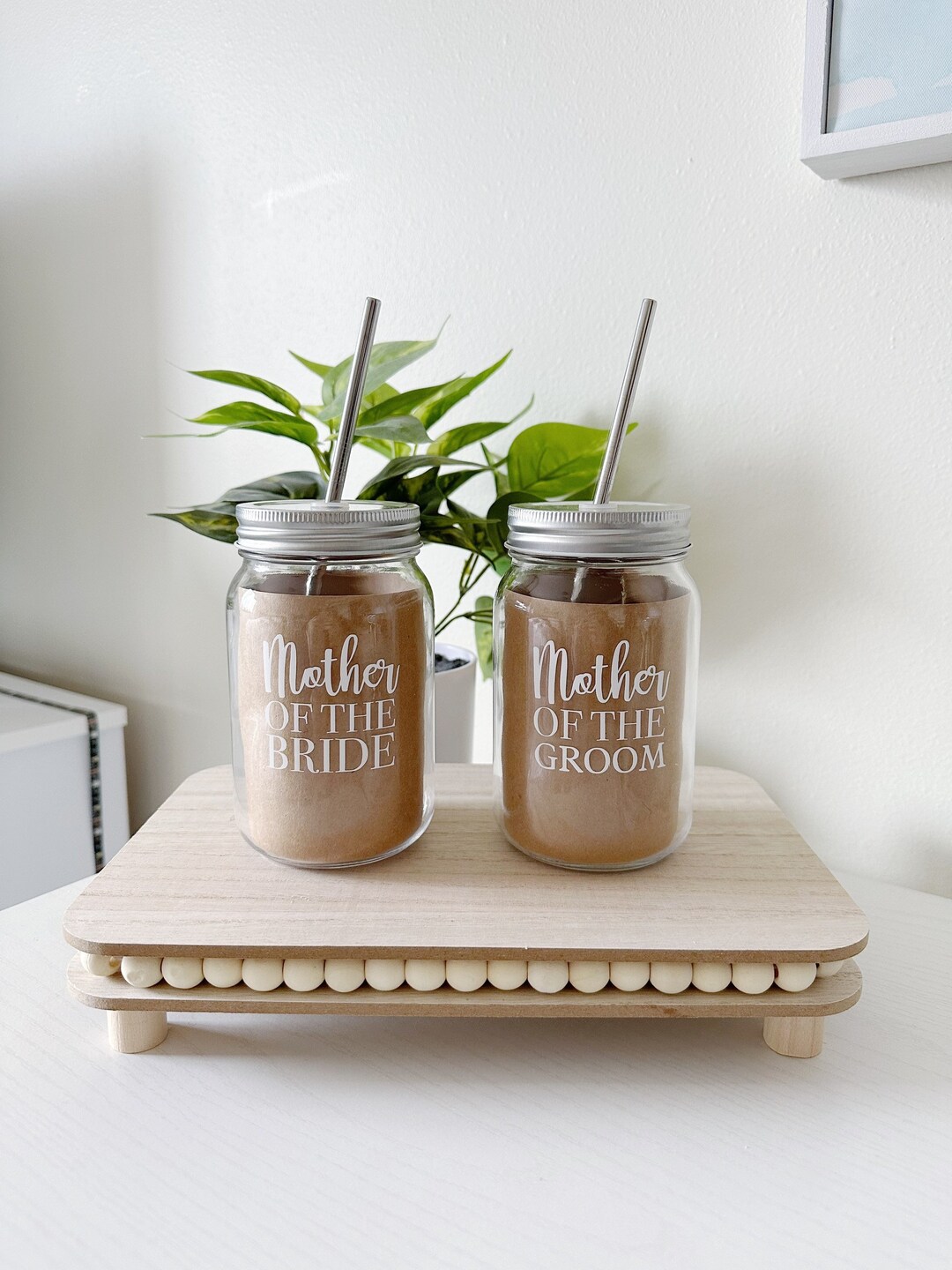 Mother of the Bride/groom Mason Jar Cups W/ Straw & Lid Parents of the ...