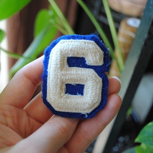 Vintage 6 or 9 Patch - Letterman&#39;s Jacket Patch - White and Blue - Chenille - Number Patch