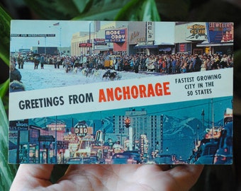 Vintage Greetings From Anchorage Postcard - Alaska Souvenir - Split View Post Card - AK - Plastichrome - P50125 - Alaska Joe - 1970's