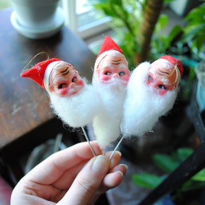 Vintage Santa Claus Head Pick - Ornament - Christmas - Holiday Decoration - Doll Making - 1960's