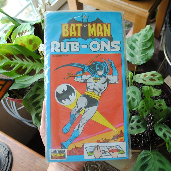 1977 Batman Rub Ons - Action Transfers Toy - Letraset - Sealed - DC Comics Inc - Vintage Batman Comic Collectible - 1970's
