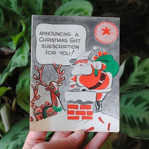 1940&#39;s Christmas Gift Subscription Card - True Comics - Parent&#39;s Magazine Press - French Fold - Holiday Card - Vintage Ephemera