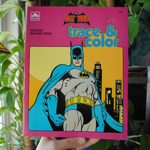 1989 Batman Trace And Color Book - A Golden Book - 2383 - Vintage Batman Comic Collectible - 1980's