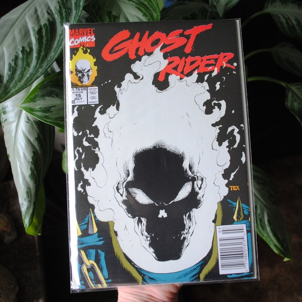 Ghost Rider #15 - July 1991 - Original Vintage Comic Book - Marvel Comics - Glow-In-The-Dark Cover - 1st Printing - 2nd Series - 1990's