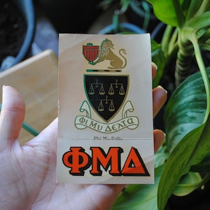 Original Phi Mu Delta Decal - Fraternal Retro Window Sticker - Crest - Vintage Water Dip Transfer - Fraternity Car Decals - 1950&#39;s