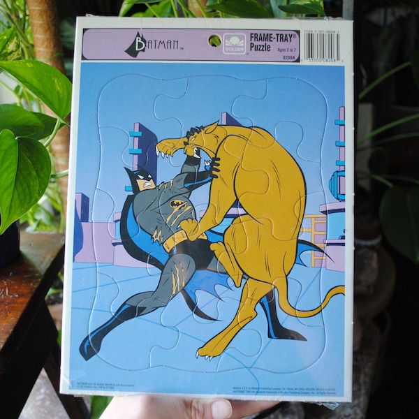 1993 Batman The Animated Series Frame Tray Puzzle - Golden - 8208A - Vintage Batman Comic Collectible - 1990's