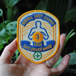 Vintage 3 Year Safe Driver Award Patch - National Safety Council - Reward