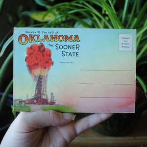 Vintage 1930 Oklahoma The Sooner State Fold Out Postcard - Curt Teich - Souvenir Folder - Scenic Souvenir Booklet - 1930&#39;s