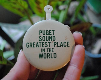 Vintage Puget Sound Greatest Place In The World Vouwspeld - reversknop in campagnestijl - Vintage Seattle Washington Pride - Badge jaren 1960