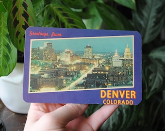 1964 Greetings From Denver Colorado Postcard - Skyline At Night - CO Souvenir - Dexter Press - 52876-B - 1960's