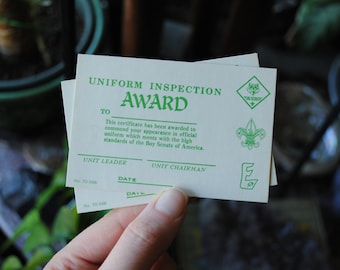 Original Boy Scouts of America Uniform Inspection Award - Retro Certificate - Blank Retro Award - 1970's