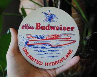 Vintage Miss Budweiser U-1 Unlimited Hydroplane Decal - Seattle - Puget Sound - Souvenir Sticker - Touchdown Splitless - 1970's