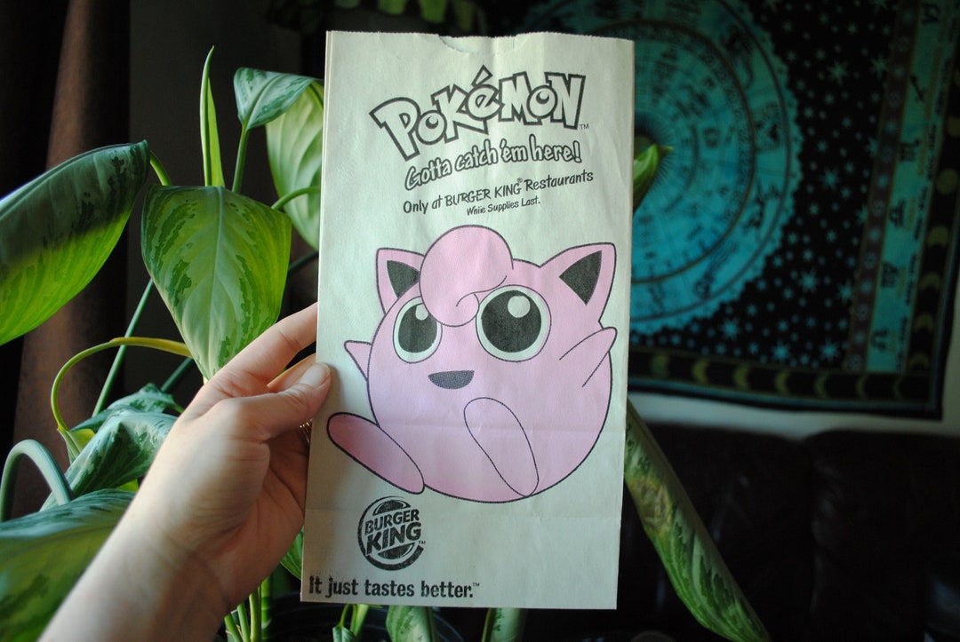 Vintage Jigglypuff Burger King Bag 1999 Pokemon Promo Kid's Meal Bag