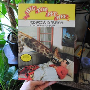 May include: A vintage children's book titled "Big Top Pee-wee: Pee-wee and Friends, A Color and Fun Book" featuring a colorful illustration of a giraffe on the cover.