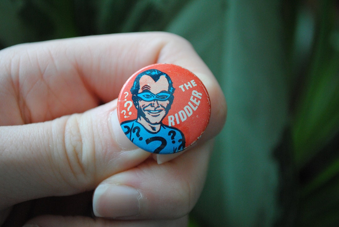 Vintage 1966 the Riddler Button Comics Pin Back Badge 1960's Pop ...