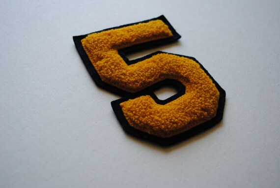 Vintage 5 Patch - Letterman's Jacket Patch - Blac… - image 3