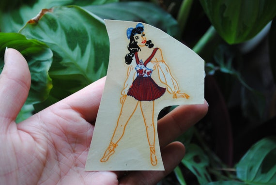 Original Pin Up Decal - Retro Window Sticker - Bow In Dark Hair - Ballet Slippers - Vintage Water Dip Transfer - Girly Car Decals - 1940's