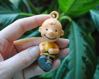 Figurine de Charlie Brown des années 1950 - jouet parachute - The Peanuts - Charles Schulz - vintage - ornement porte-clé - 1950 United Feature Syndicate Inc