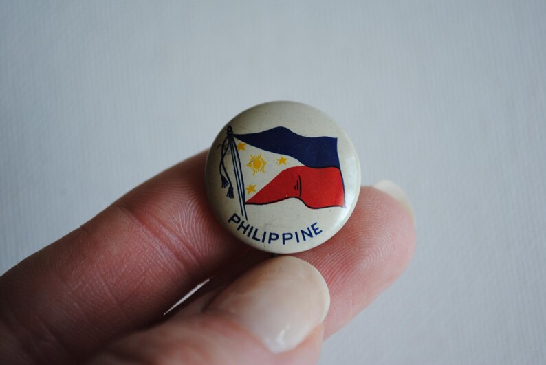 Manila Button Pin Vintage Philippine Flag Pin Back Button - Flags of the World Pinback ...