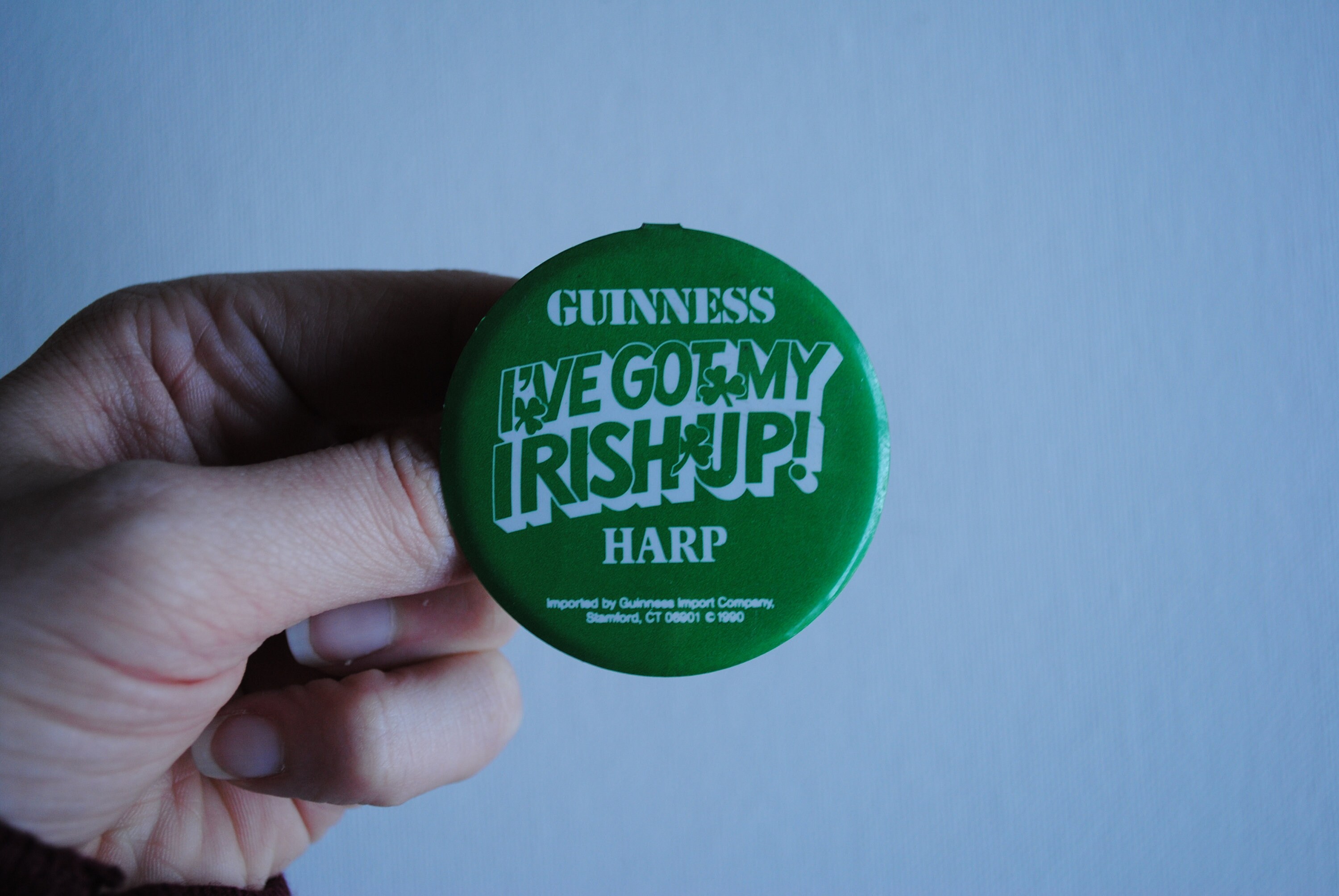 1990's Guinness Tab Pin Button - I've Got My Irish Up! HARP - Fold Over ...