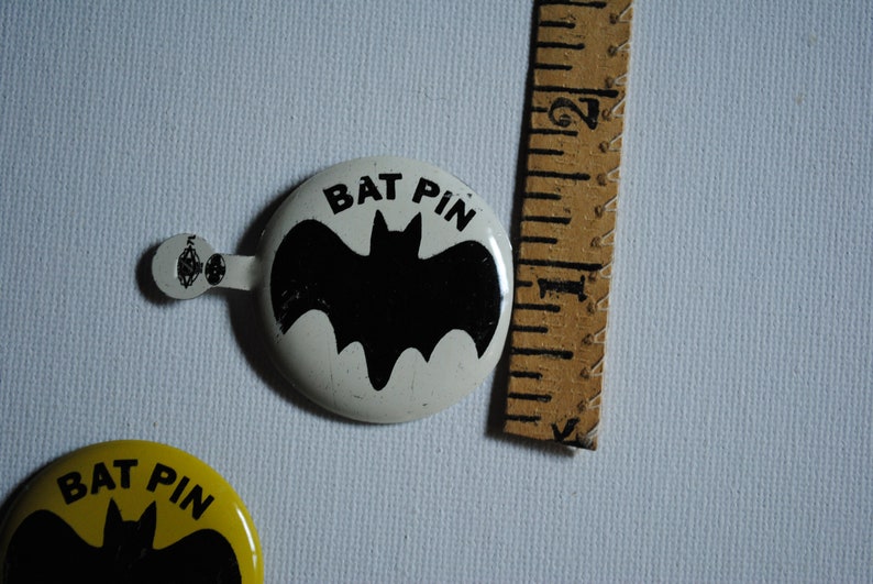 Union Label Vintage 1960/'s Batman Bat Pin Tab Pin Button Campaign Style Pin Lithographed Fold Over Badge