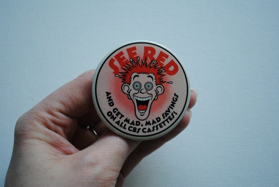 Vintage See Red Pin Back Button - And Get Mad Sav… - image 7