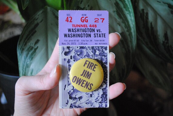 Vintage Fire Jim Owens Pin Back Button - 1973 App… - image 1