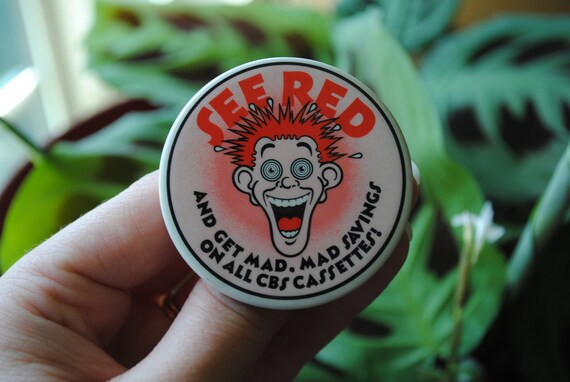 Vintage See Red Pin Back Button - And Get Mad Sav… - image 9