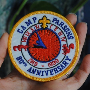 Camp Parsons 80th Anniversary Patch - Chief Seattle Council - 1919-1999 - Vintage Boy Scouts Patch - 1990&#39;s