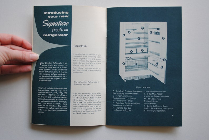 Vintage Montgomery Ward Signature Refrigerator Freezer Manual Etsy