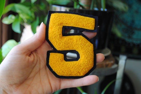 Vintage 5 Patch - Letterman's Jacket Patch - Blac… - image 1