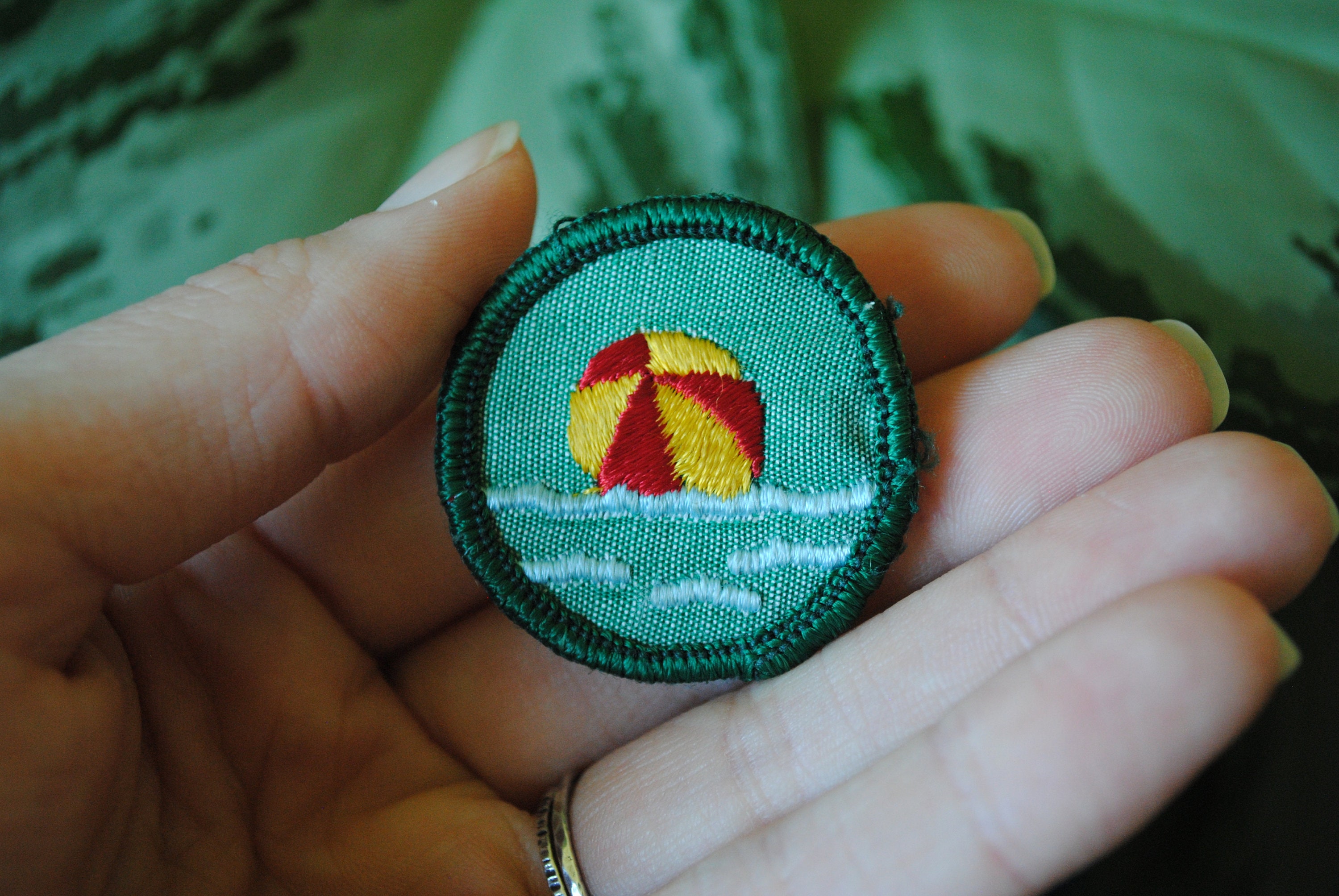 Vintage Girl Scouts Water Fun Merit Badge Green Fabric Etsy