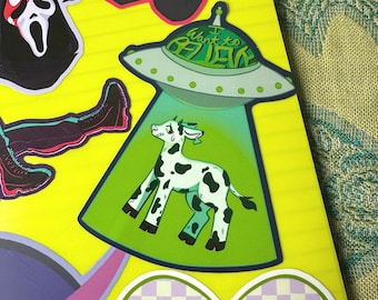 I Want to Believe UFO cow abduction vinyl sticker