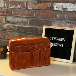 Large waxed canvas utility pouch