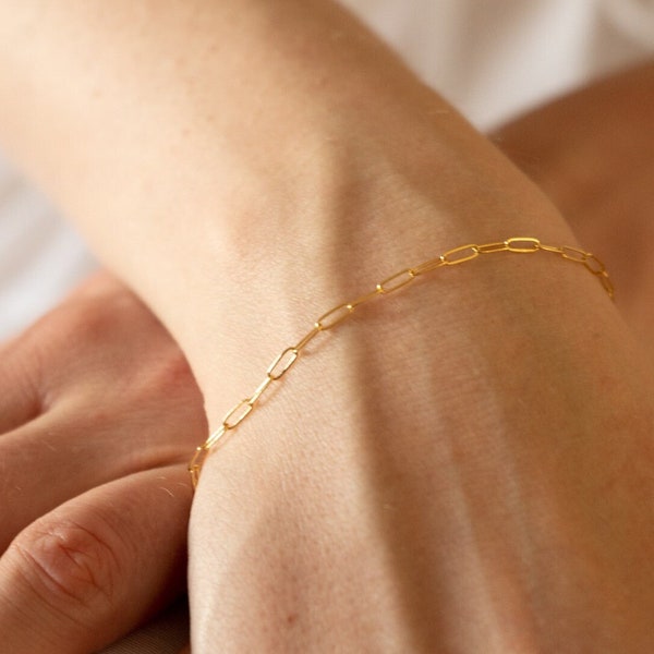 Drawn Cable Chain Bracelet  | Paperclip Bracelet | Link Bracelet | 14k Gold Filled | Sterling Silver | Holiday Gift for Her