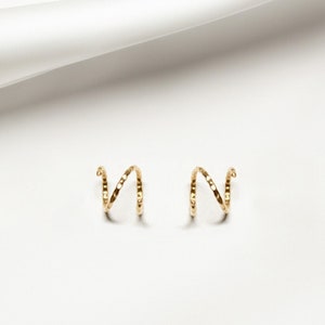 fully textured tiny twist earrings in 14k gold fill