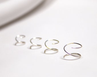 Aros dobles de plata de ley / Aros dobles falsos / Aros pequeños tipo huggie / Aros en espiral / Aros pequeños con giro / Regalos para mamá