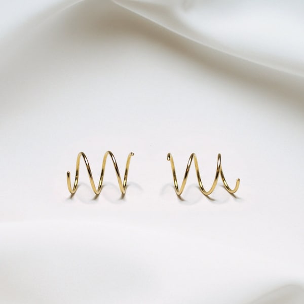 Triple Small Twist Earrings 14k Gold Filled | Triple Hoop Earrings | Earrings for Double Piercings | Spiral Earrings | Faux Hoop Earring