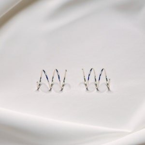 Sterling Silver Triple Hoop Earrings | Faux Double Hoops | Three Hoops in One | Triple Tiny Twist Earring | Faux Third Piercing