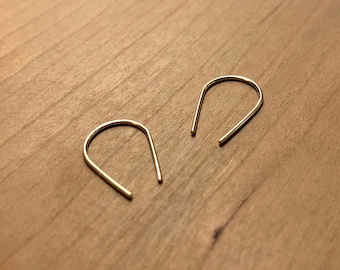 Open Hoop Arc Earrings | Dainty Threader Earrings | Arch Earrings | U Earrings | 14k Gold Filled | Staple Earrings | Bridesmaid Gift