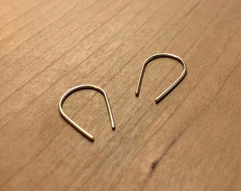 Open Hoop Arc Earrings | Dainty Threader Earrings | Arch Earrings | U Earrings | 14k Gold Filled | Staple Earrings | Bridesmaid Gift