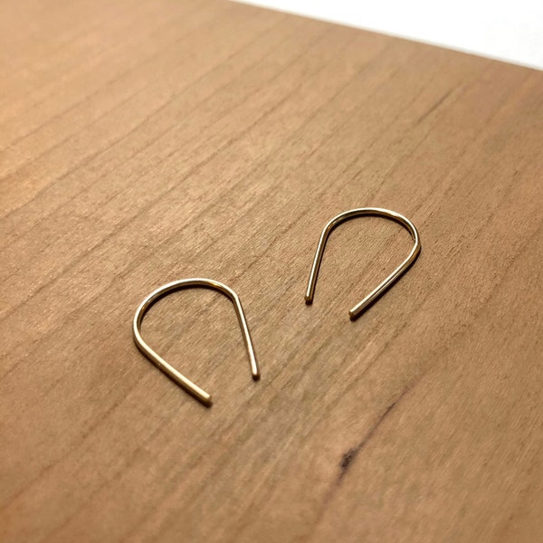 Open Hoop Arc Earrings | Dainty Threader Earrings | Arch Earrings | U Earrings | 14k Gold Filled | Staple Earrings | Bridesmaid Gift