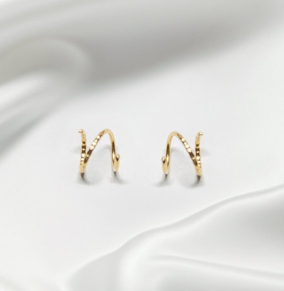 Gold Twist Earrings 14k Gold Filled Small Spiral Double Hoop 