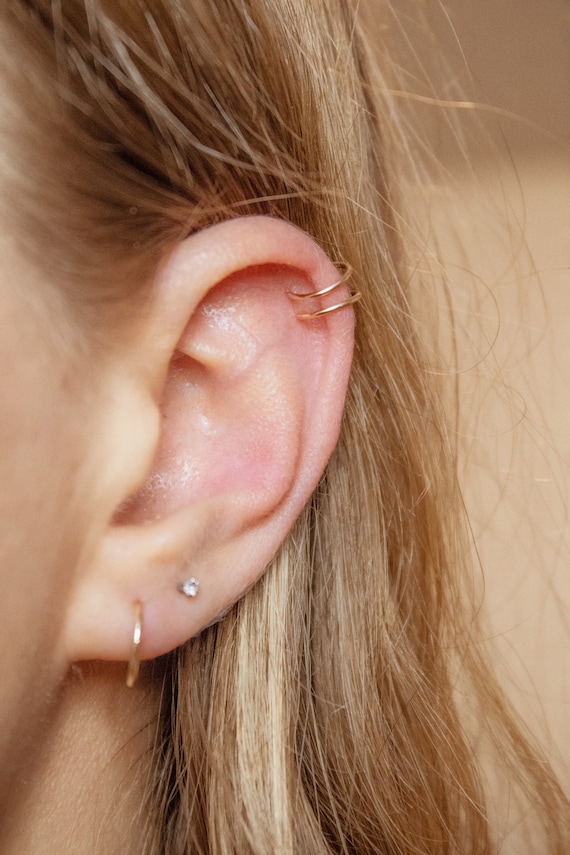 Gold double helix earrings discount