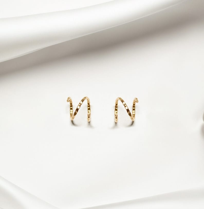 fully textured tiny twist earrings in 14k gold fill