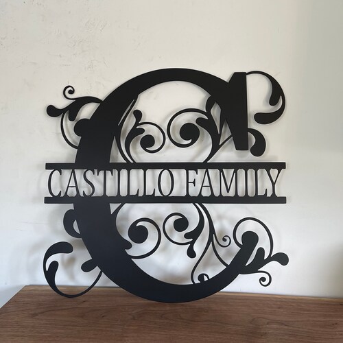 Metal Wall Art Metal Monogram Sign Personalized Family Name Etsy