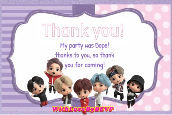 Buy BTS Party Thank You Card Online in India - Etsy