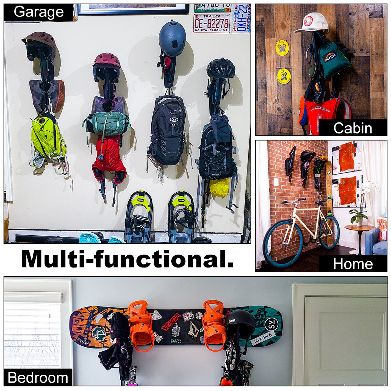 Garage Sports Equipment Organizer 1 Rack Multipurpose Wall Etsy