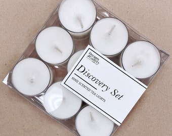 Tea light Discovery Kit - try before you buy, candle sampler, tea light kit, candle discovery set | Soy wax candles| 9 tea lights